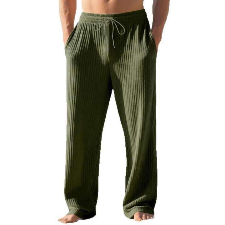 Herren lässige Freizeithose mit atmungsaktiver Rippstruktur und elastischem Bund Drune