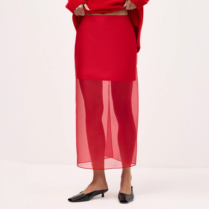 Damen Langer Chiffon-Rock mit seitlichem Schlitz und eleganter Silhouette Drune