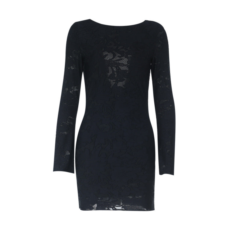 Damen Spitzen Minikleid mit tiefem Rückenausschnitt und raffinierten Ärmeln Drune