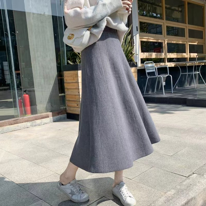 Damen Eleganter Midi-Rock mit legerem Schnitt und dekorativem Texturmuster Drune