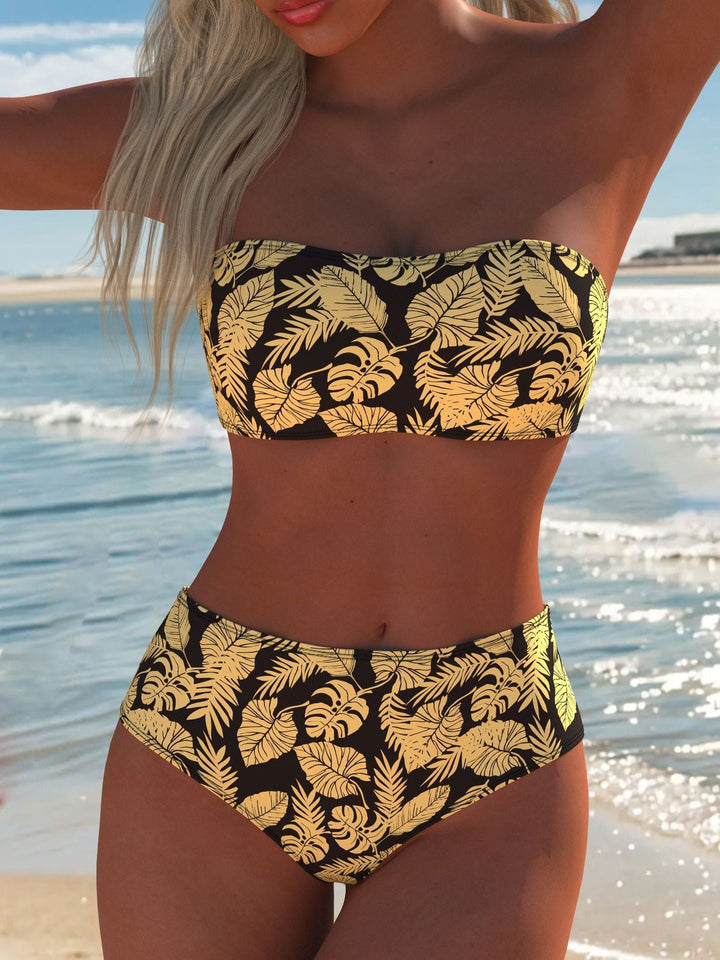 Damen Bikini-Set mit modischem Wellenmuster und verstellbaren Trägern Drune
