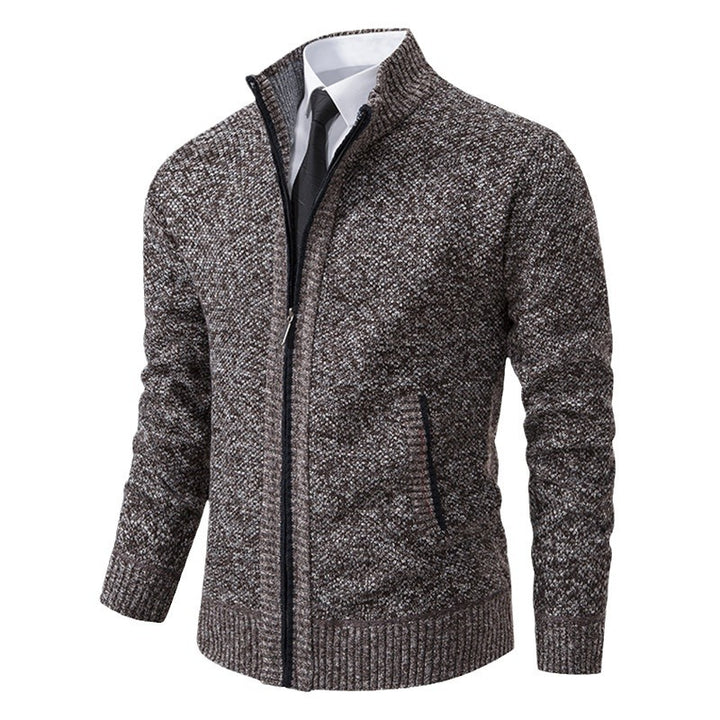 Herren elegante Strickjacke mit durchgehendem Reißverschluss und strukturiertem Design Drune