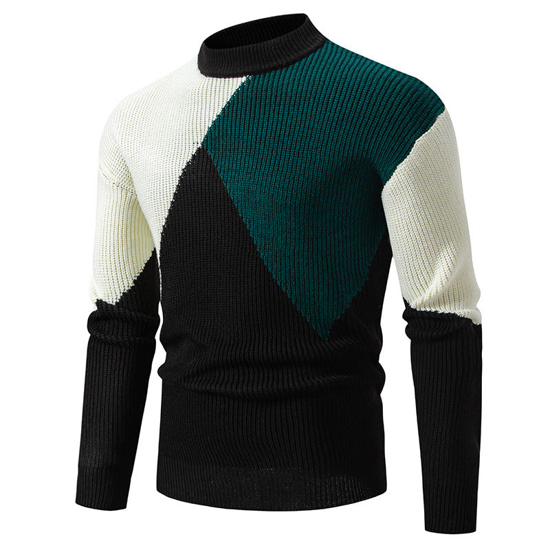 Herren modischer Rollkragenpullover mit grafischem Farbblockdesign Drune