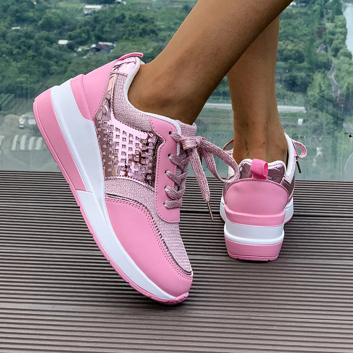 Damen modische Sneakers mit atmungsaktivem Obermaterial und eleganten Glitzerakzenten Drune