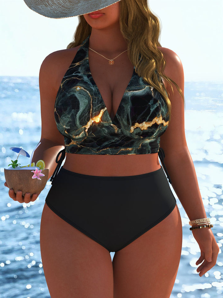 Damen Bikini-Set mit modernem Wickeloberteil und hoch tailliertem Höschen Drune