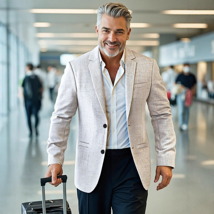 Herren eleganter, strukturierter Blazer mit modernem Schnitt Drune