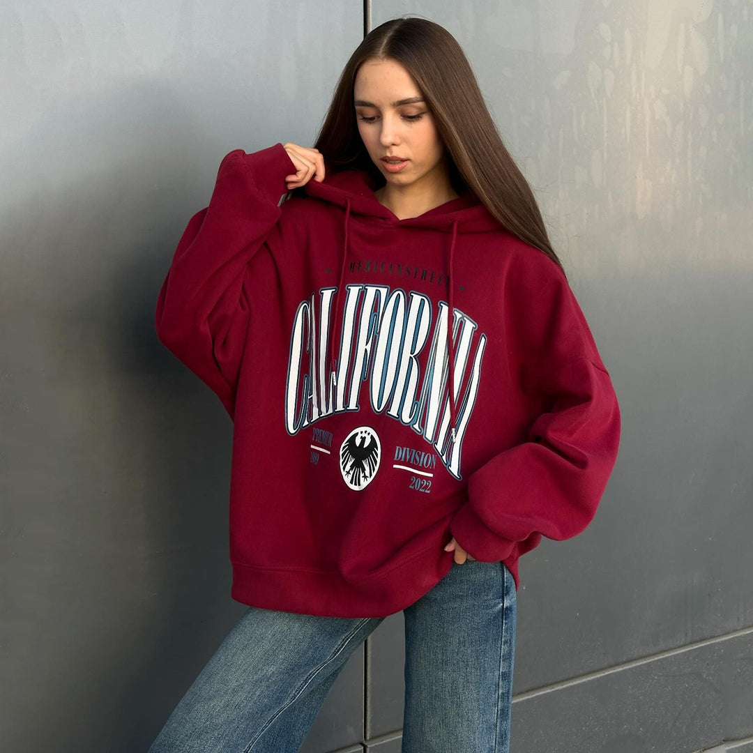 Damen oversized Kapuzenpullover mit kreativem Grafikdesign Drune