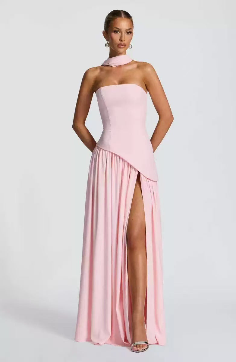 Damen Maxikleid mit figurbetontem Oberteil und schwingendem Rock Drune