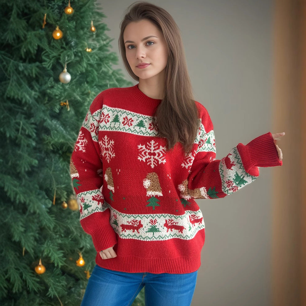 Damen Weihnachts-Pullover mit festlichen Motiven und weichem Strick Drune