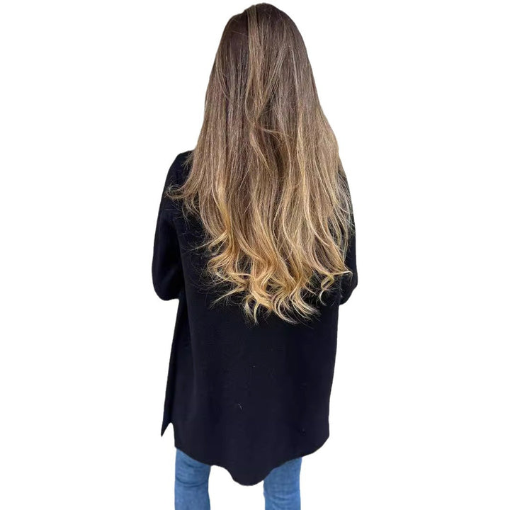 Damen elegante Bouclé-Jacke mit doppelter Knopfleiste Drune