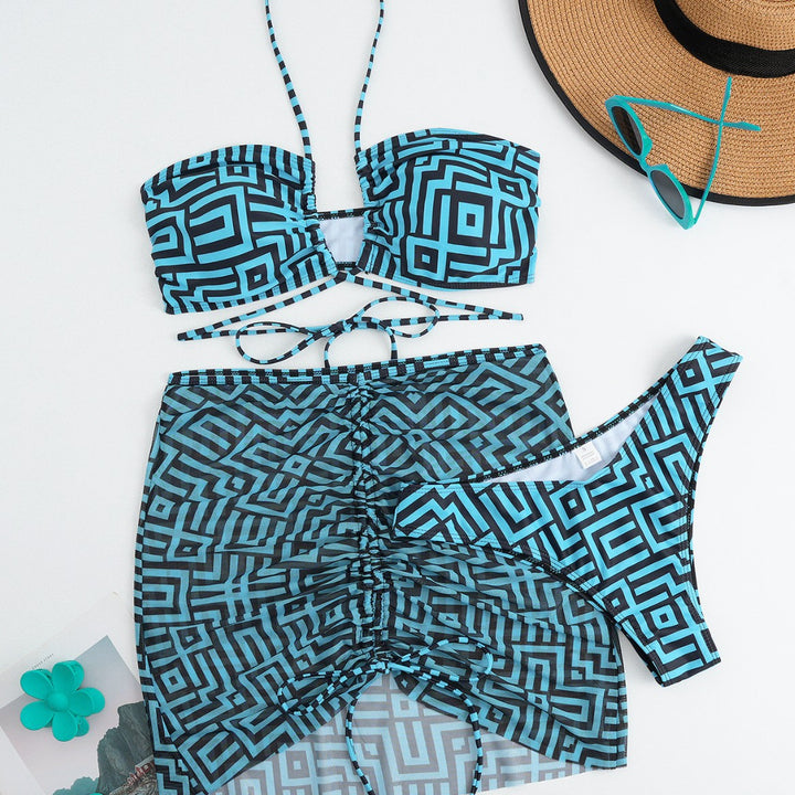 Damen Bikini-Set mit Bandeau-Top und verstellbarem Wickelrock Drune
