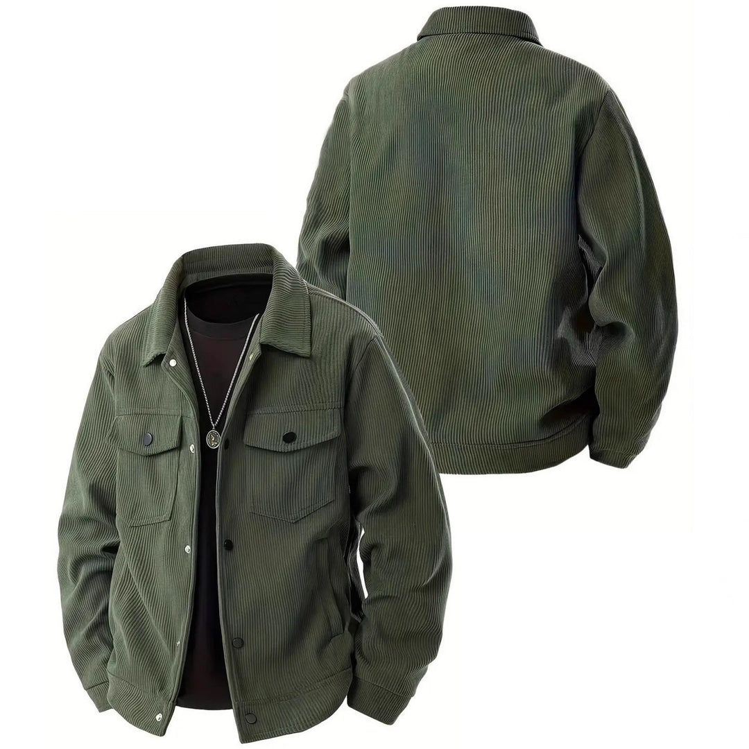 Herren nan Cordjacke im klassischen Arbeiterjacken-Schnitt mit Druckknöpfen und Brusttaschen Drune
