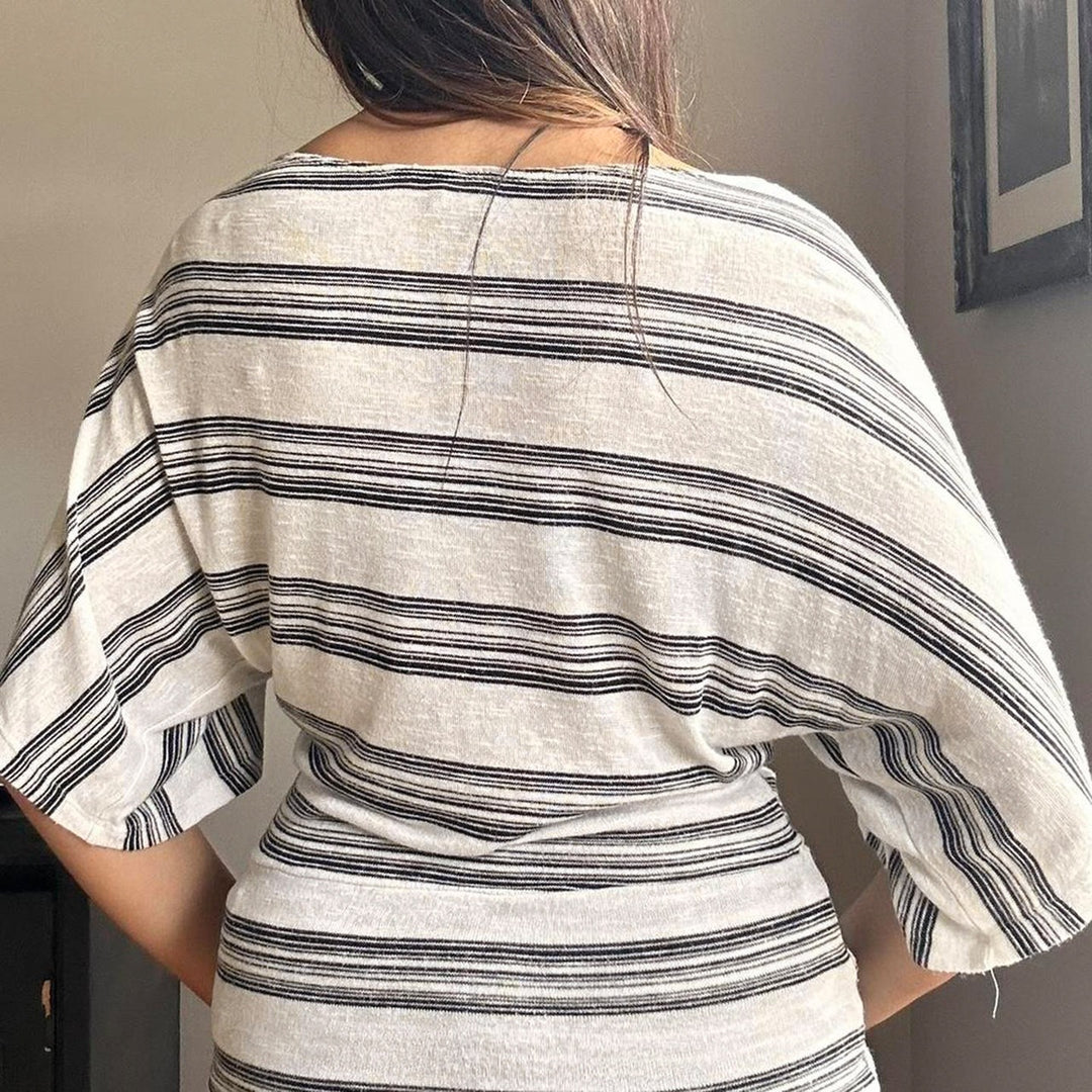 Damen Oversized T-Shirt mit floralem Streifenmuster und eleganter Passform Drune