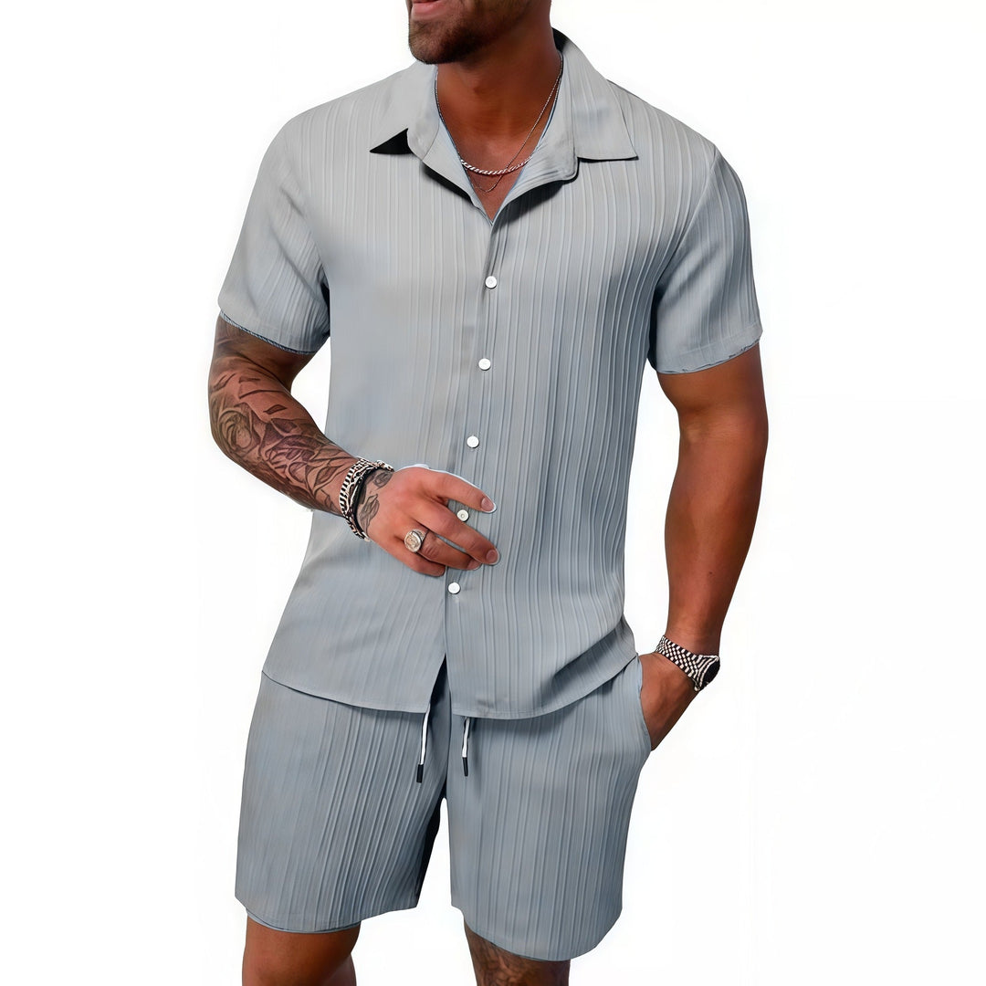 Herren atmungsaktives Sport-Set mit Kurzarm-Hemd und Shorts Drune