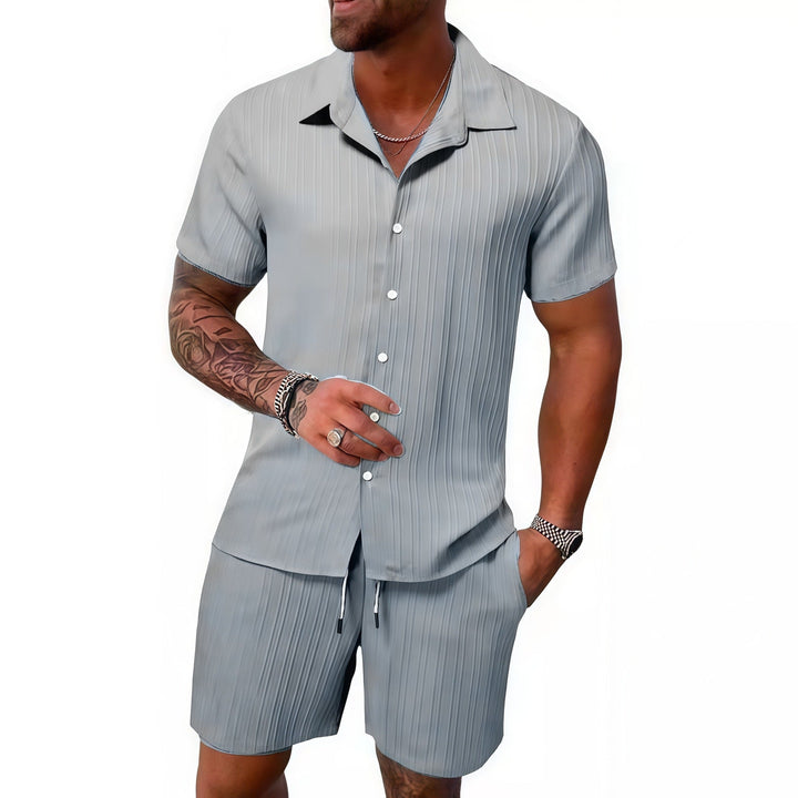Herren atmungsaktives Sport-Set mit Kurzarm-Hemd und Shorts Drune