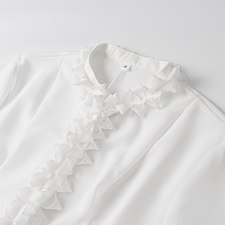 Damen Elegant geschnittene Bluse mit Rüschendetails Drune