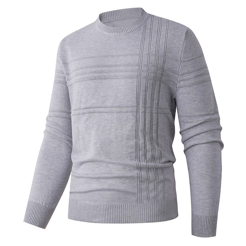 Herren nan Feinstrick-Pullover Rundhals mit geprägter Streifenstruktur und schmaler Silhouette Drune