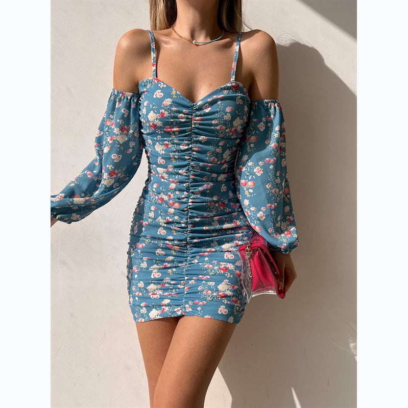 Damen Kurzarmkleid mit verspielten Rüschendetails und schulterfreiem Schnitt Drune