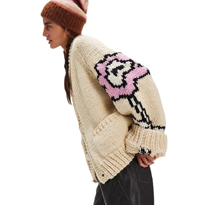 Damen Gemusterte Strickjacke mit oversized Passform Drune