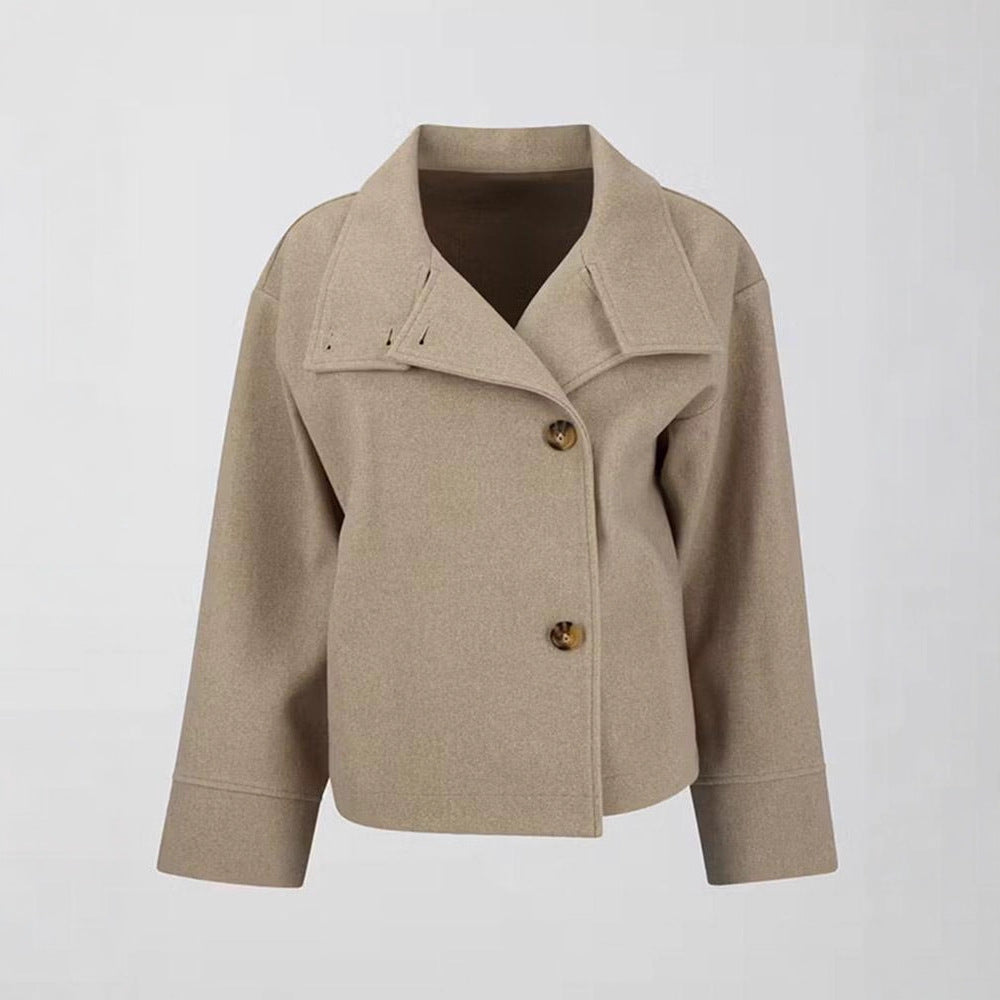 Damen modische Wolljacke mit strukturiertem Kragen und elegantem Schnitt Drune