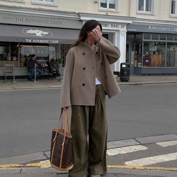 Damen elegante wollene Überjacke Drune