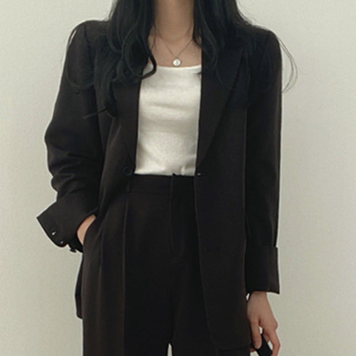 Damen elegantes Blazer-Set mit weitem Schnitt Drune
