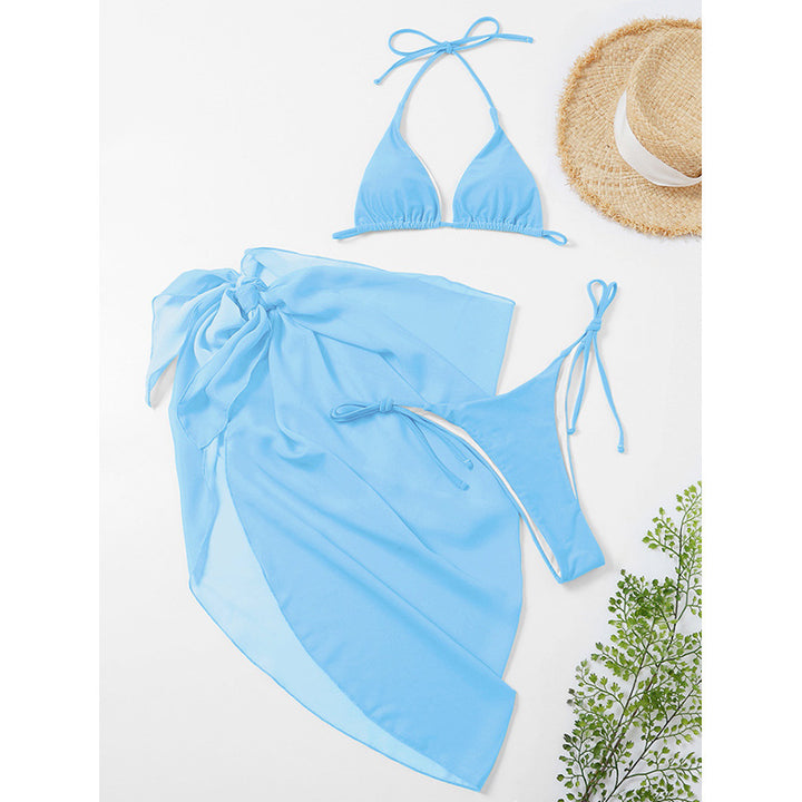 Damen Triangel-Bikini-Set mit leichtem Sarong Drune