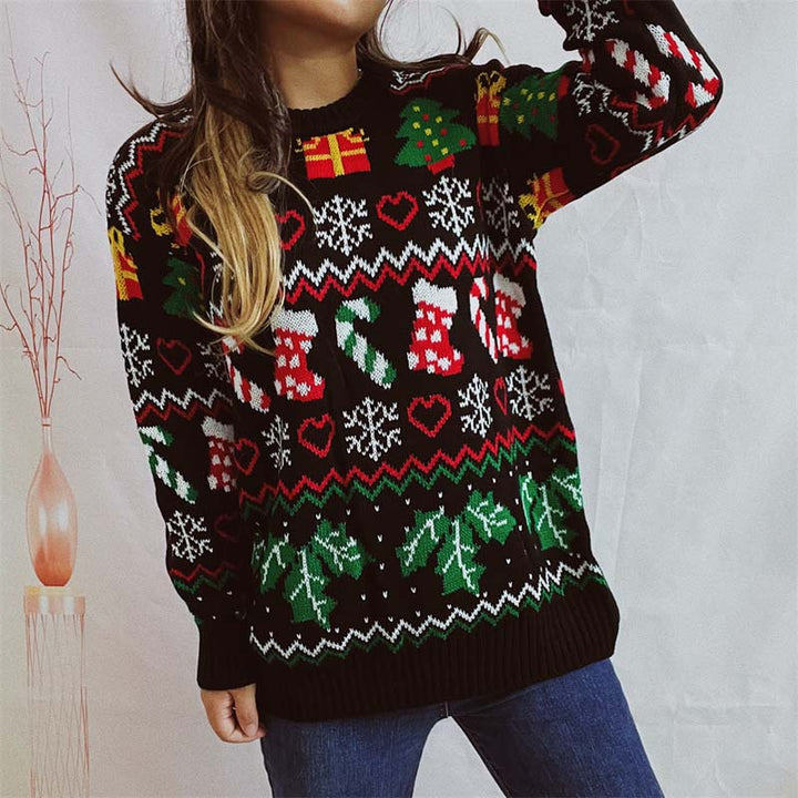 Drune | Weihnachtlicher Strickpullover Mit Schneeflockenmotiv