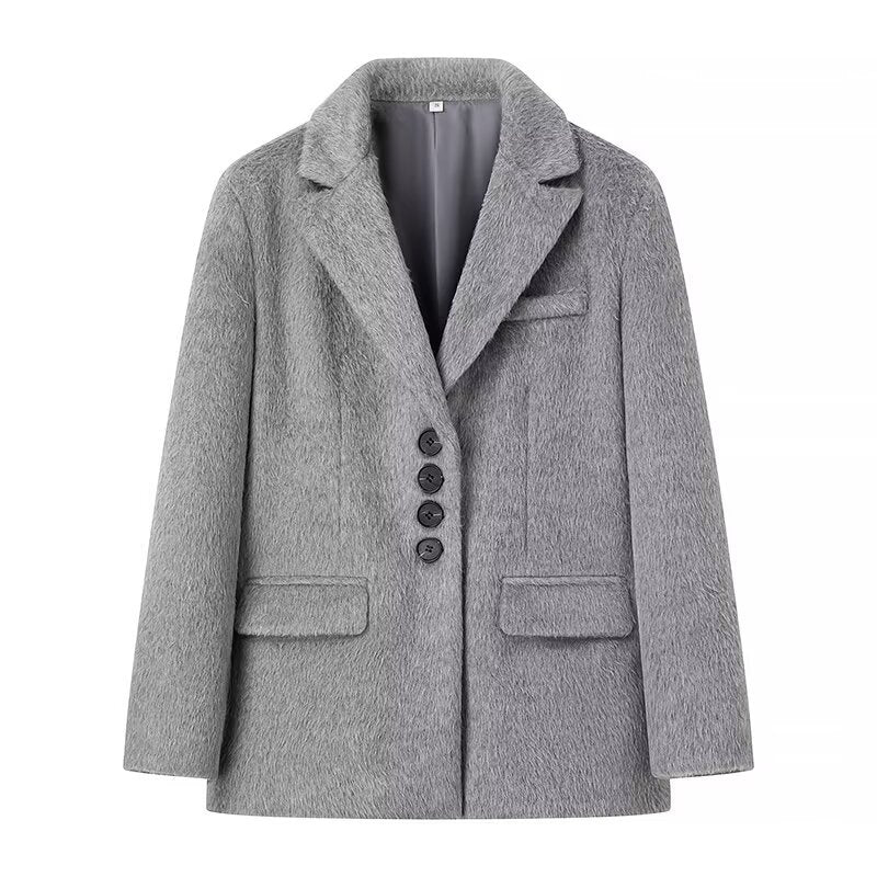 Damen elegante Veloursjacke mit klassische Knopfdetails Drune