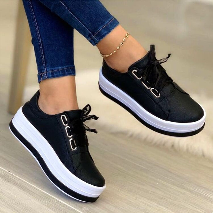 Damen komfortable Plateau-Sneaker mit elegantem Metallic-Obermaterial Drune