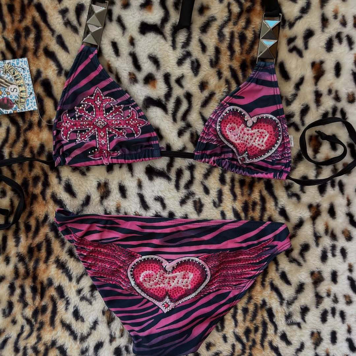 Damen Triangel-Bikini mit Verzierungen Drune