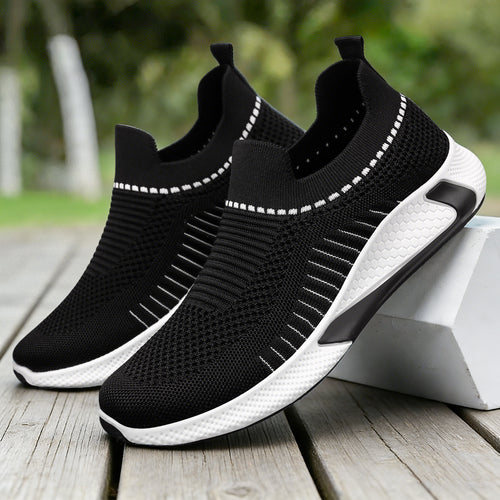 Unisex nan nahtloser Strick-Slip-On Laufschuh mit sockenähnlichem Schaft und hexagonaler Dämpfungssohle Drune