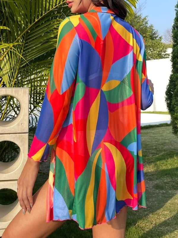 Damen Strandkimono mit buntem Farbverlauf Drune