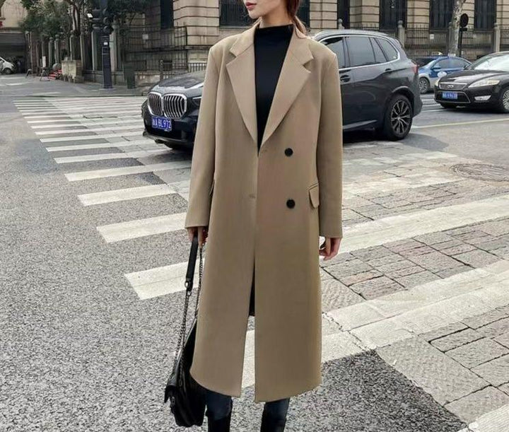 Damen Eleganter Doppelreiher-Mantel Drune