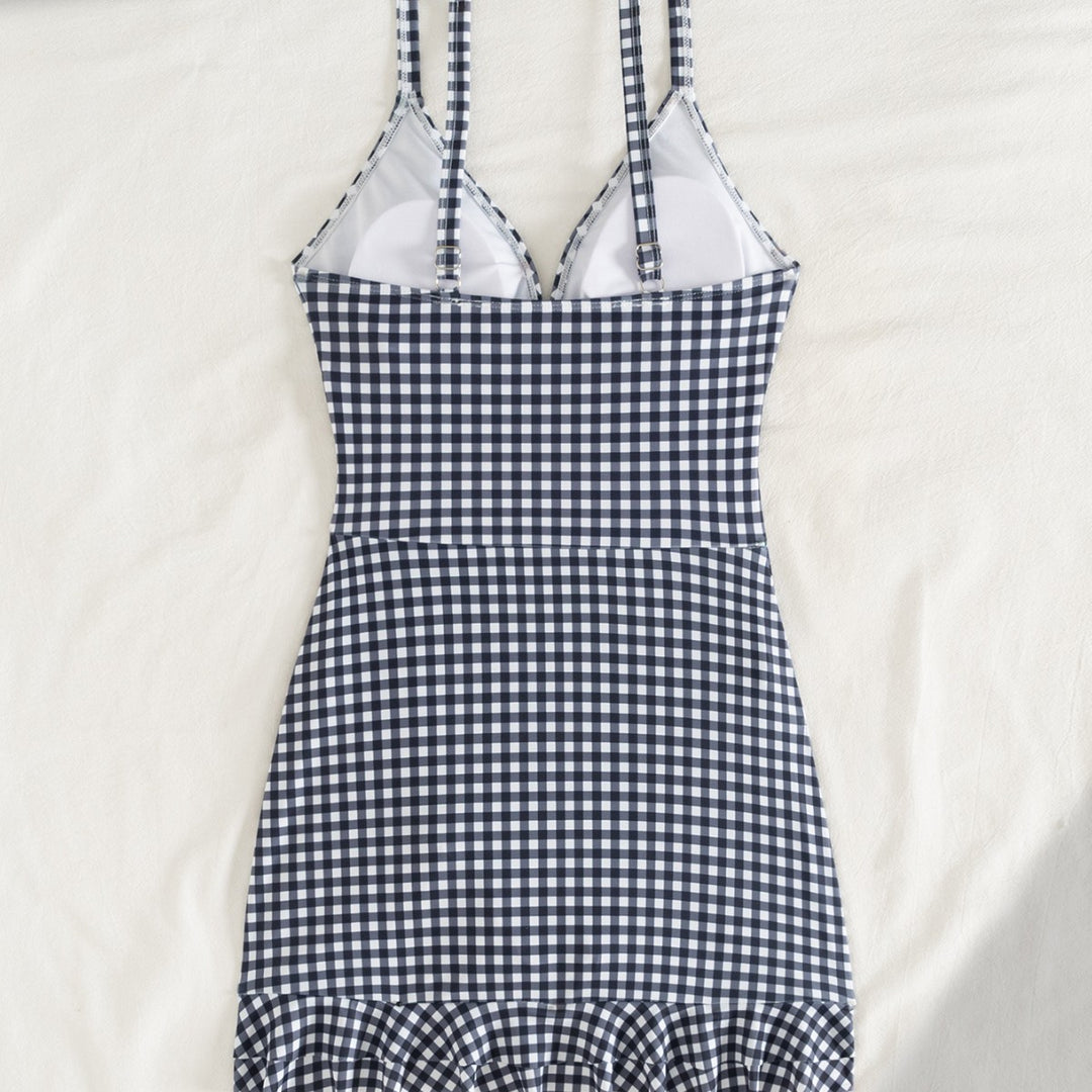 Damen Strandkleid mit modischen Raffungselementen und femininem V-Ausschnitt Drune