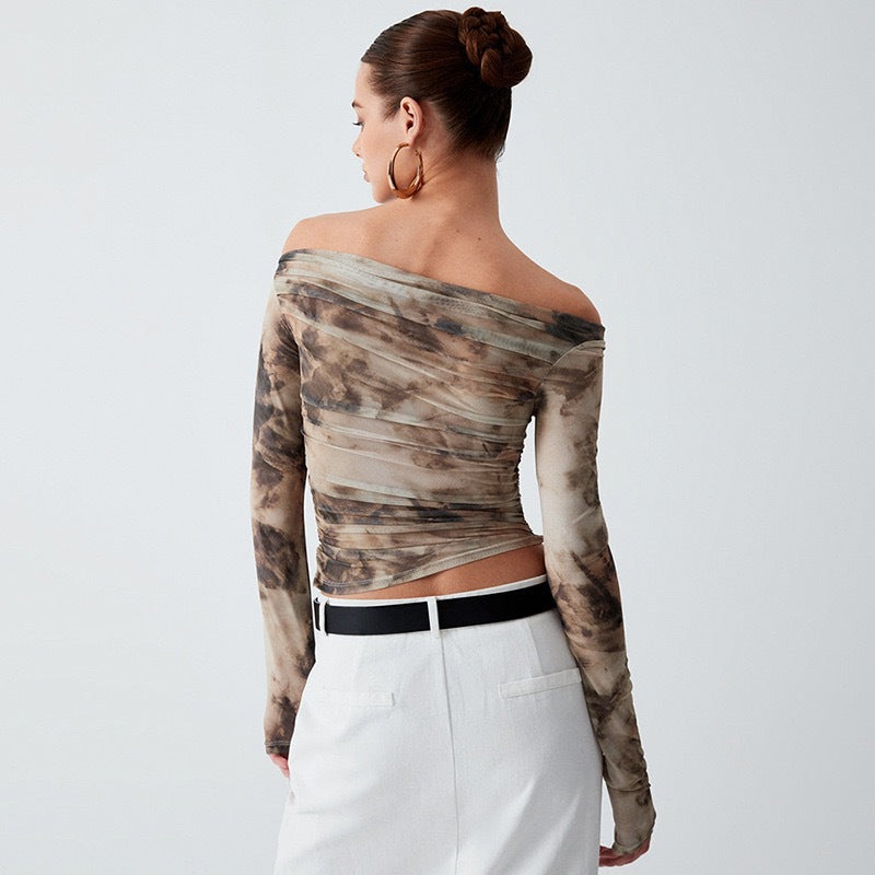 Damen Elegantes Off-Shoulder Oberteil mit drapiertem Design Drune
