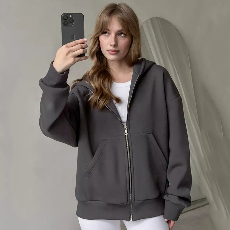 Damen Hoodie mit oversized Passform und durchgehendem Reißverschluss Drune