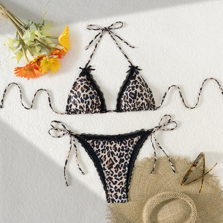 Damen Triangel-Bikini mit Spitzendetails und verstellbaren Trägern Drune