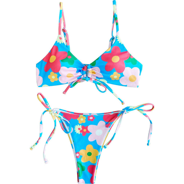 Damen Triangel-Bikini mit floralem Design und verstellbaren Trägern Drune