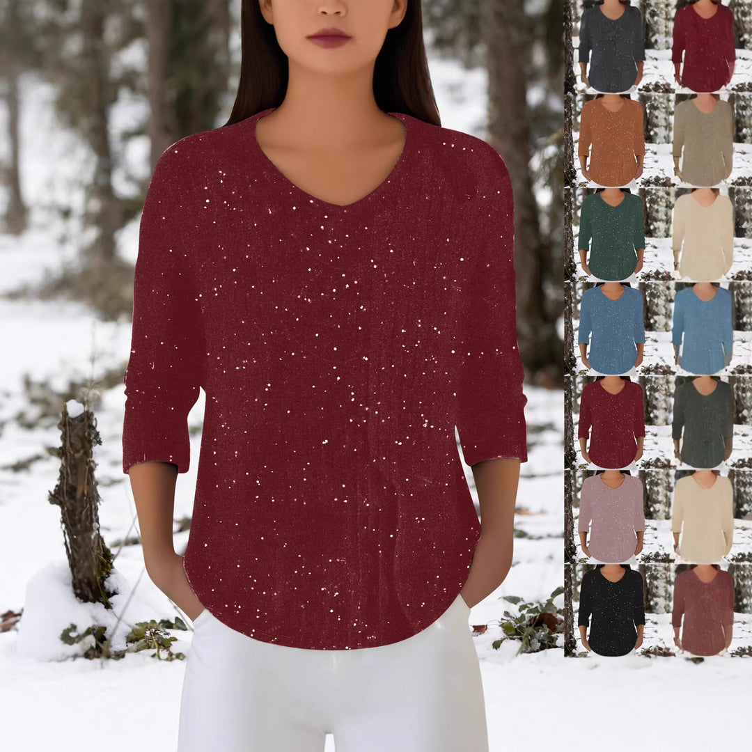 Damen Langarmshirt mit V-Ausschnitt Drune