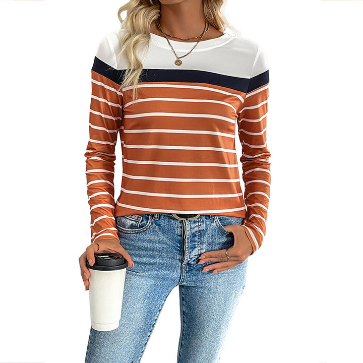 Damen Langarmshirt mit kontrastierendem Streifenmuster und lässigem Schnitt Drune