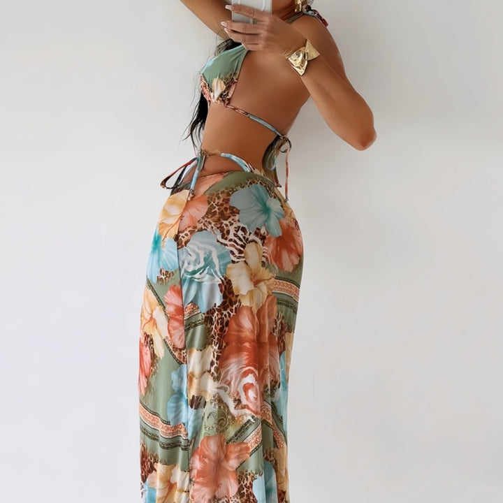 Damen Elegant geschnittenes Strandkleid mit floralem Design Drune