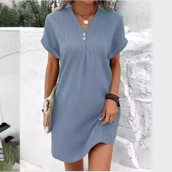 Damen lässiges Midi-Kleid mit Knopfdetails Drune