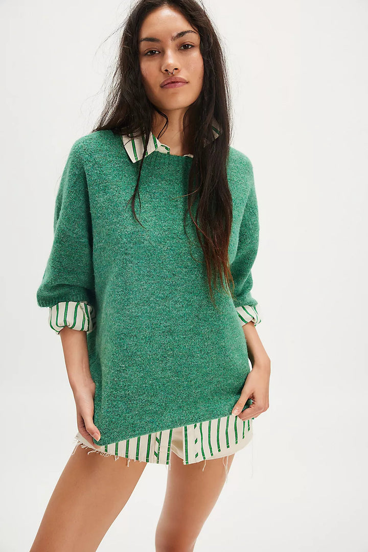 Damen Stylish halbtransparentes Sweatshirt mit Spitze und lässigem Schnitt Drune