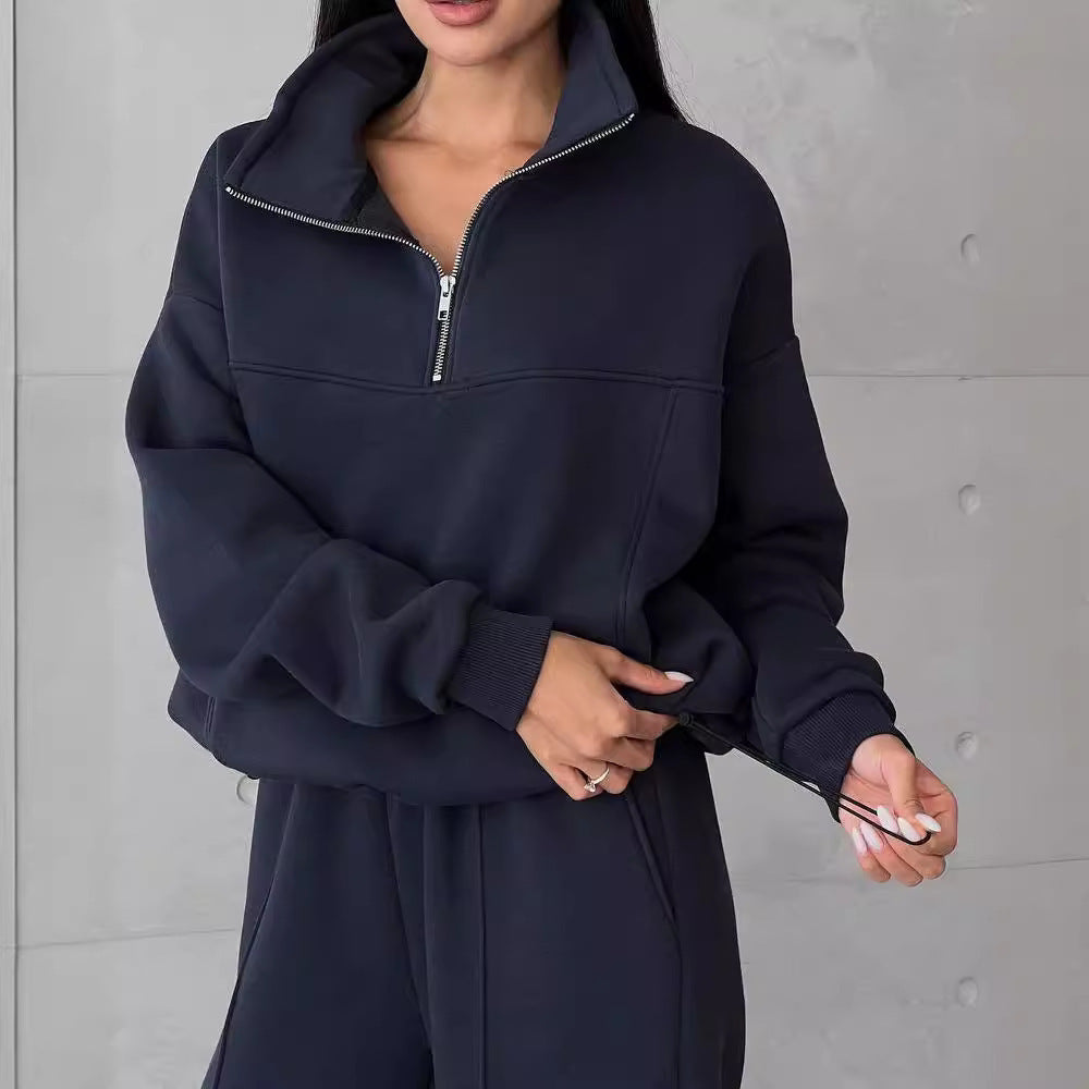 Damen sportliche Kapuzenjacke mit hohem Kragen Drune