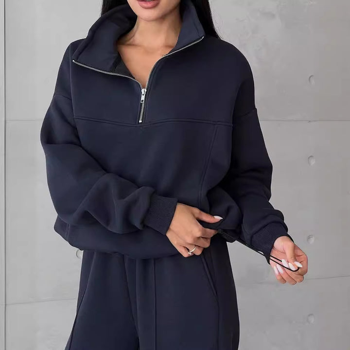 Damen sportliche Kapuzenjacke mit hohem Kragen Drune