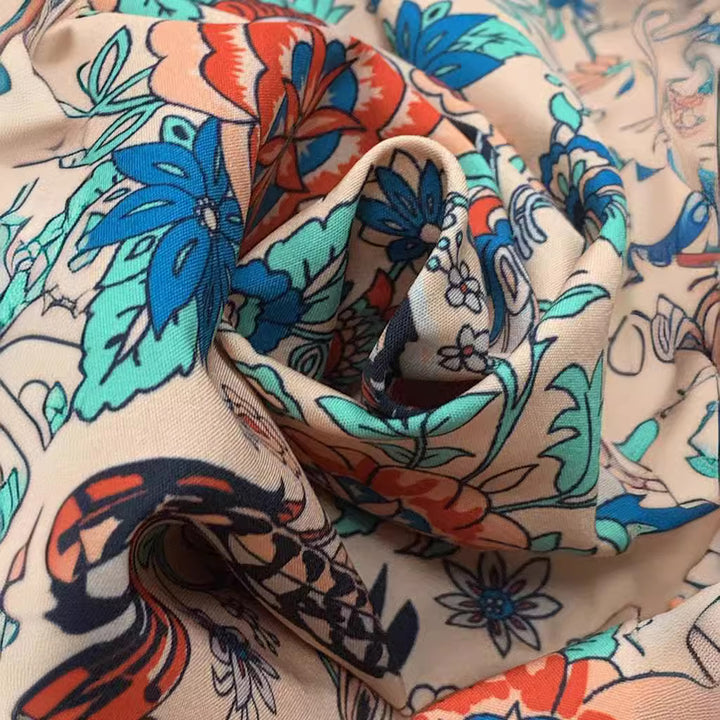 Damen Bluse mit floralem Muster und weitem Ärmel Drune