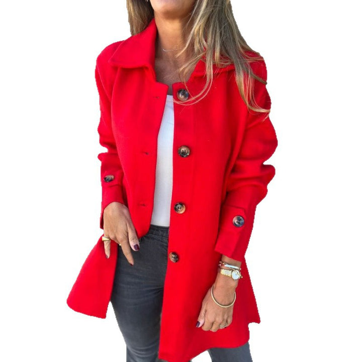 Damen elegante Übergangsjacke mit schickem Kragen und dekorativen Knopfdetails Drune