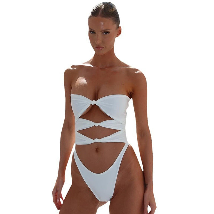 Damen Bandeau-Badeanzug mit knotendem Design Drune