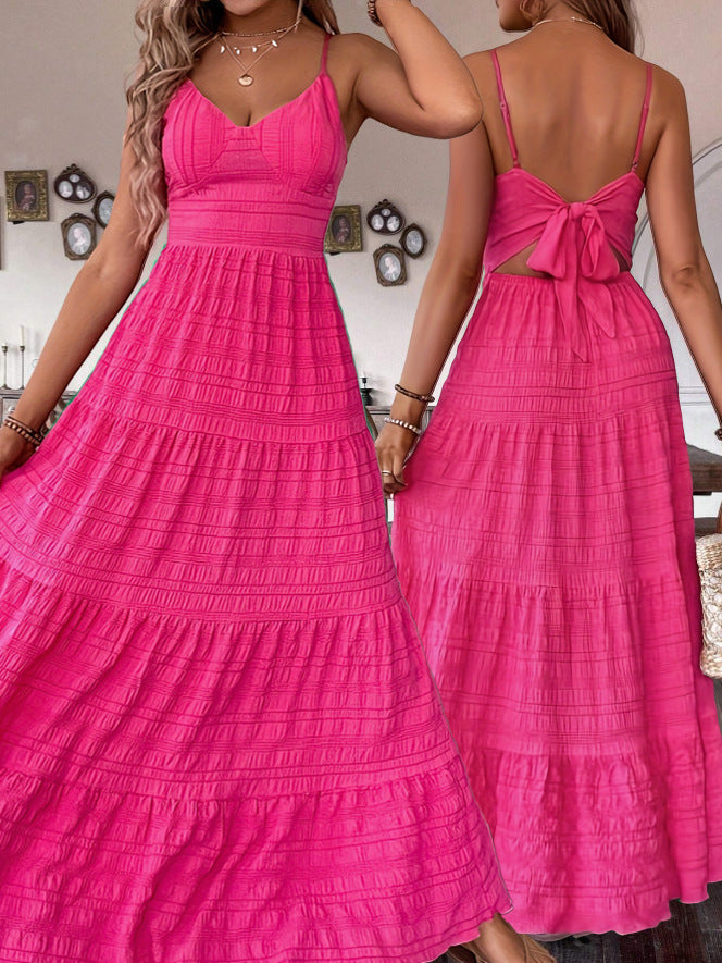 Damen Maxikleid mit schwingendem Rock und zarten Spaghettiträgern Drune